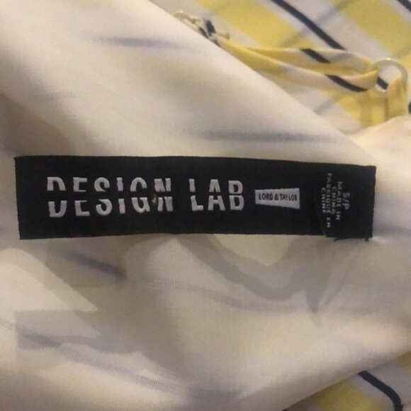 👛 2/$20 DESIGN LAB Spaghetti Strap Lined Sundress, Yellow Black White Stripes - Picture 4 of 6